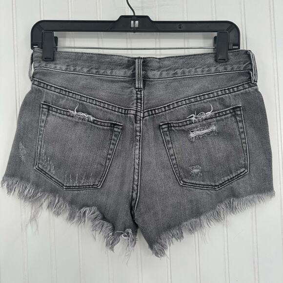 We The Free People Shorts Womens 26 Faded Gray Denim Button Fly Anthropologie - Picture 2 of 10